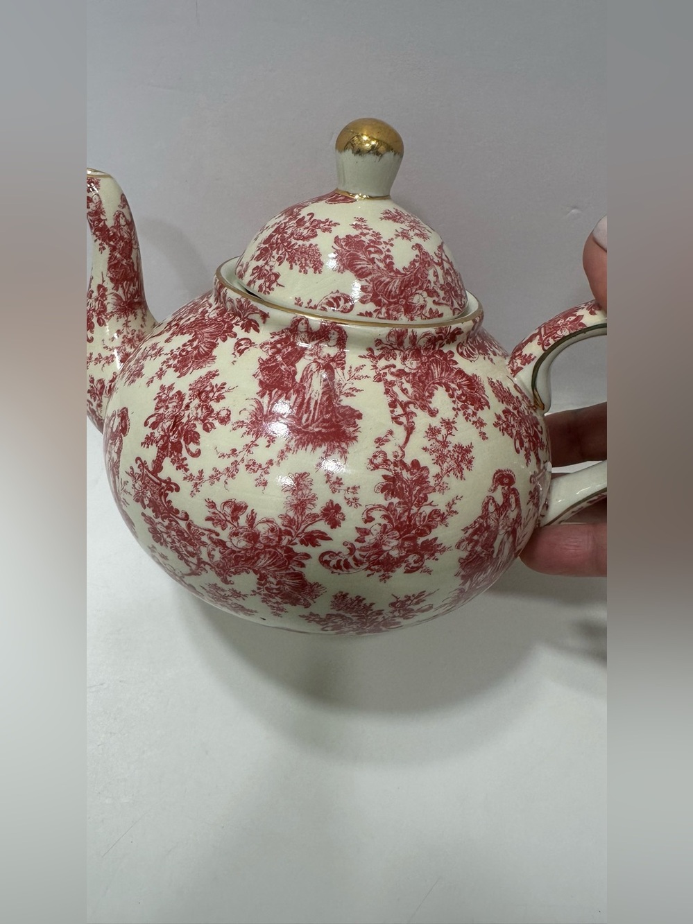 Bridgerton French toile red and white Formalities teapot romantic